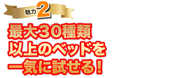 魅力2 最大30種類以上のベッドを一気に試せる！