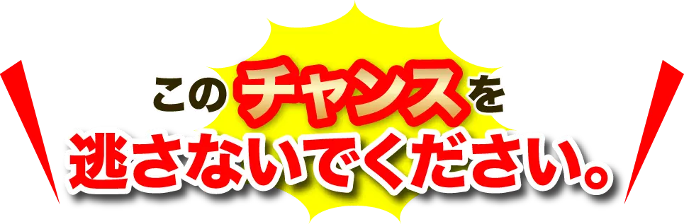 このチャンスを逃さないでください。